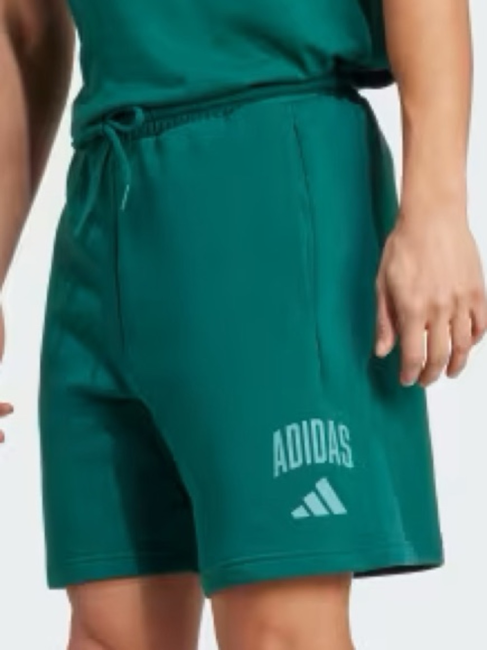 Adidas Men 4XL Green Powder Teal Fleece Logo Collegiate Sweat Shorts NWT